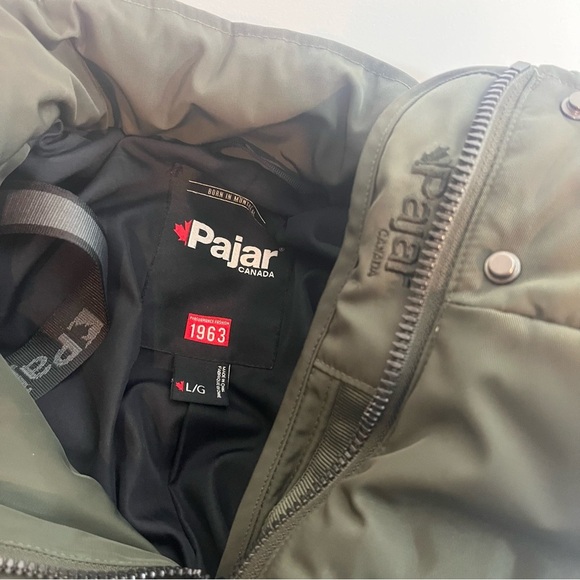 Pajar Women's Size Large Grace Parka Saga Fur's Green Hooded Winter Jacket - Picture 15 of 15